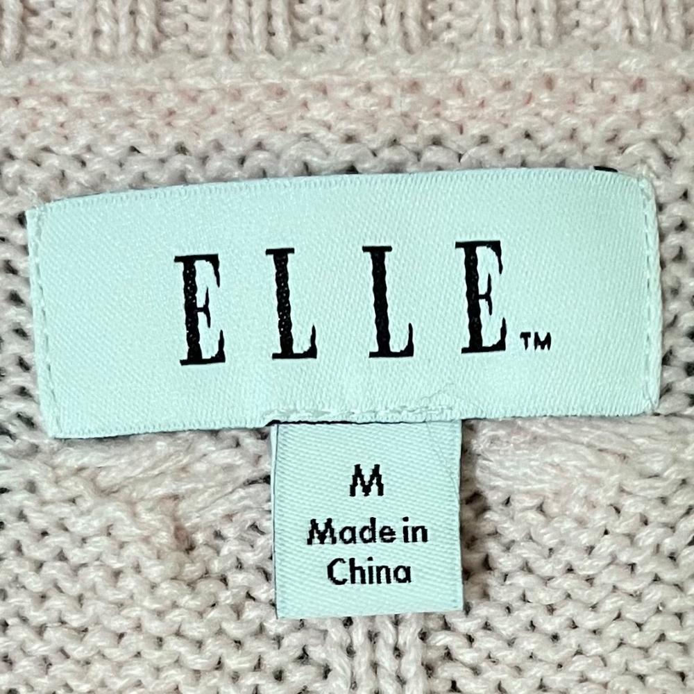 ELLE Women's Mock-layer Cable Knit Sweater; Pink; Size M - Picture 2 of 16